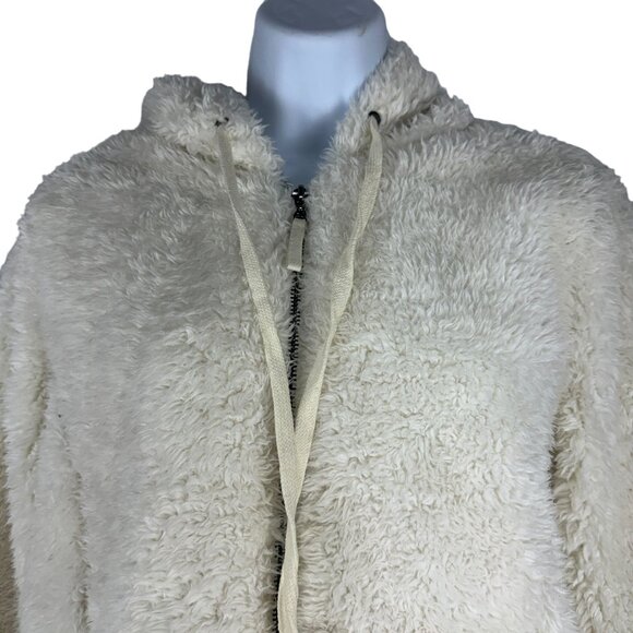 Empyre Women's Fuzzy Full Zip Hooded Jacket Size M White - Picture 2 of 8